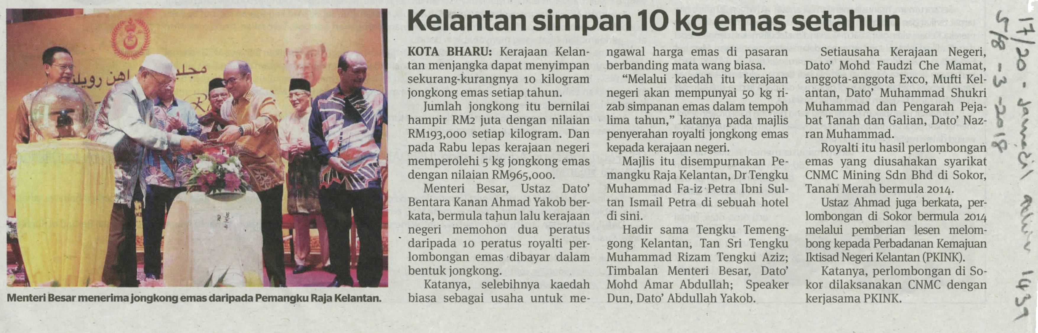 05/03/2018 - Harakah : Kelantan Simpan 10kg Emas Setahun