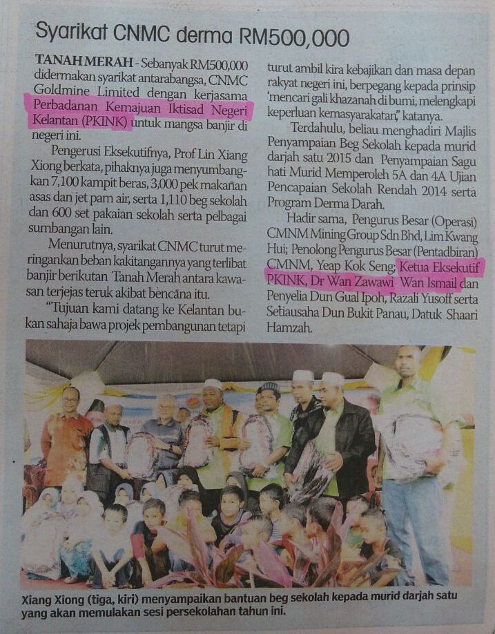 11/01/2015 : Syarikat CNMC Derma RM500,000.00