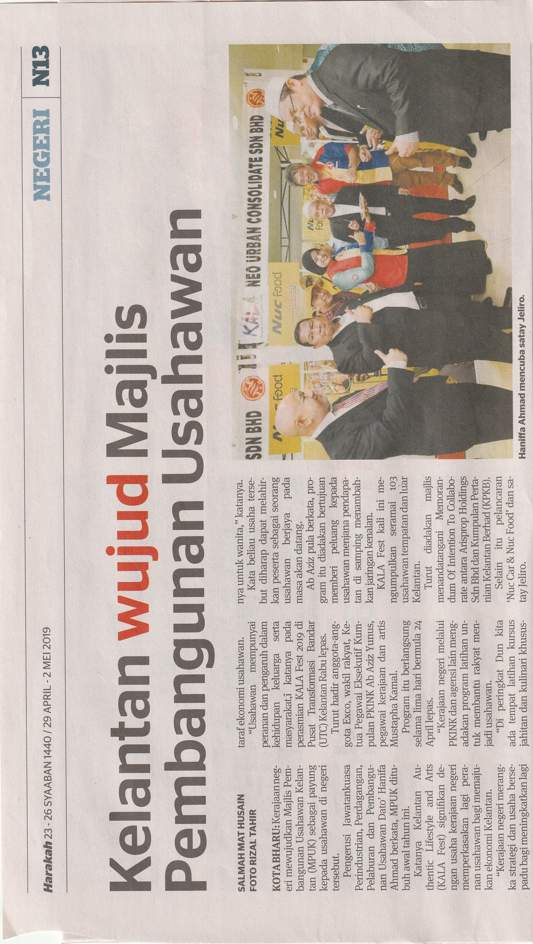 29/04/2019 - Harakah : Kelantan Wujud Majlis Pembangunan Usahawan