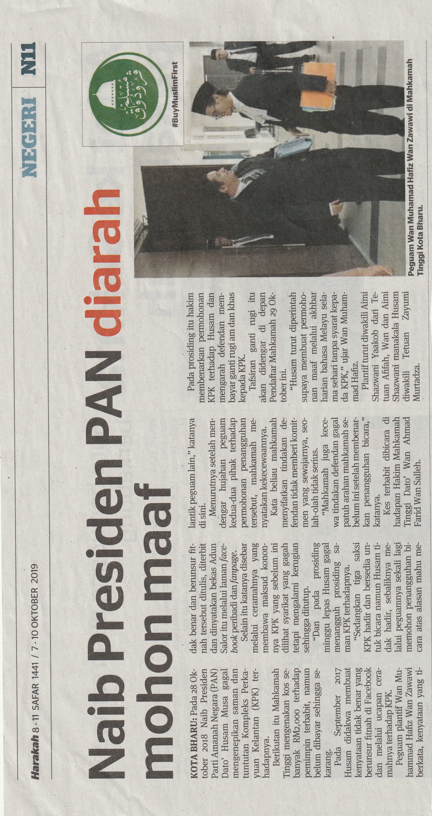 07/10/2019 - Harakah : Naib Presiden PAN Diarah Mohon Maaf
