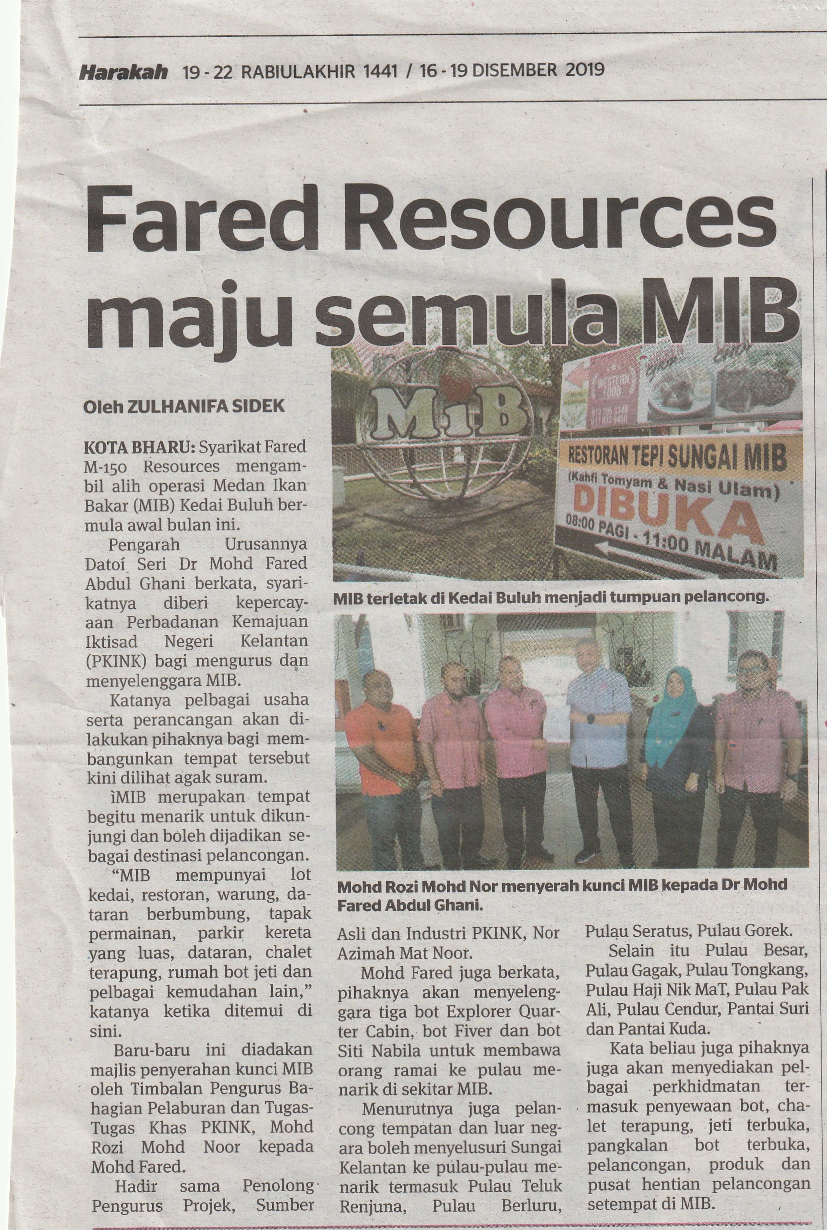 16/12/2019 - Harakah : Fared Resources Maju Semula MIB