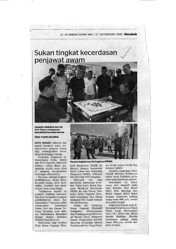 17/02/2020 - Harakah : Sukan Tingkat Kecerdasan Penjawat Awam